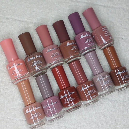 Nude Nail Polish Set of 12 with See Through Zipper Travel Bag